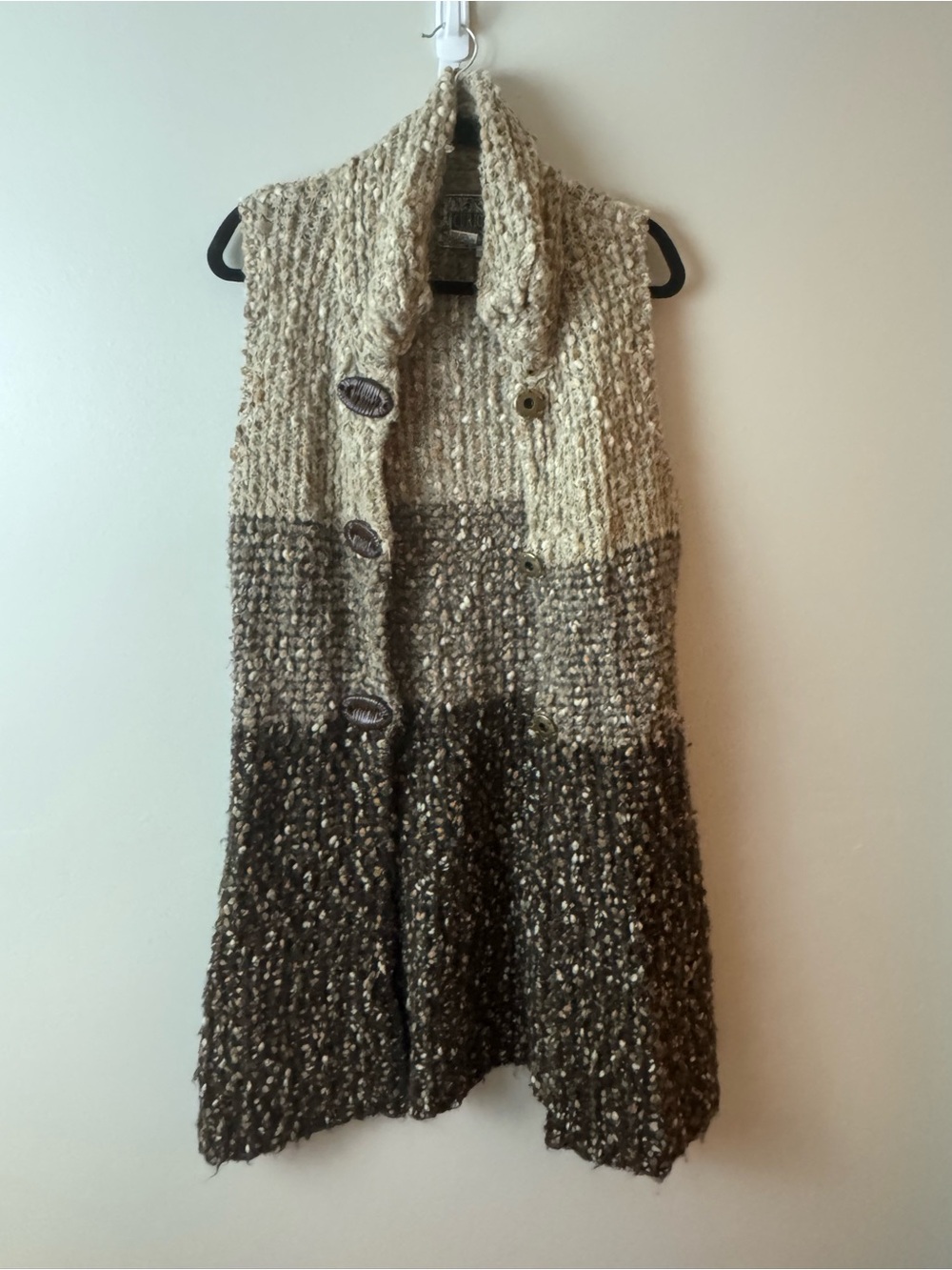 Curio Sleeveless Cardigan Sweater Knit Colorblock Long Vest Medium